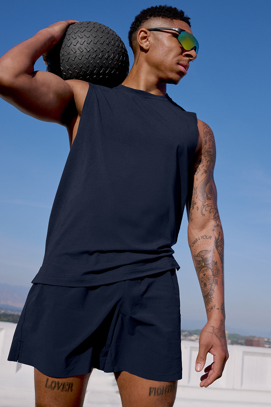 ALO Vapor Muscle Tank - Navy