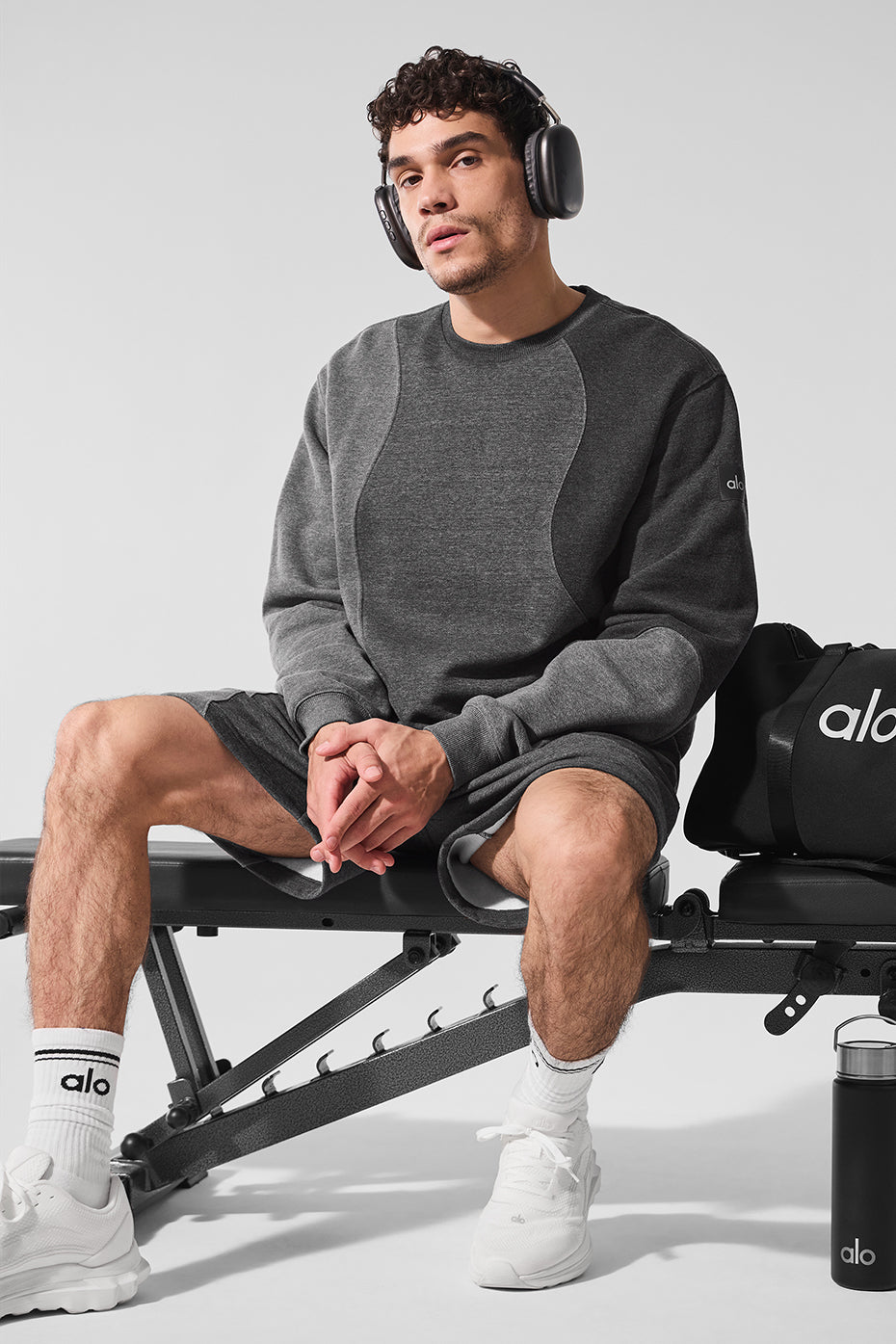 Make Waves Crew Neck Pullover - Dark Heather Grey Tonal