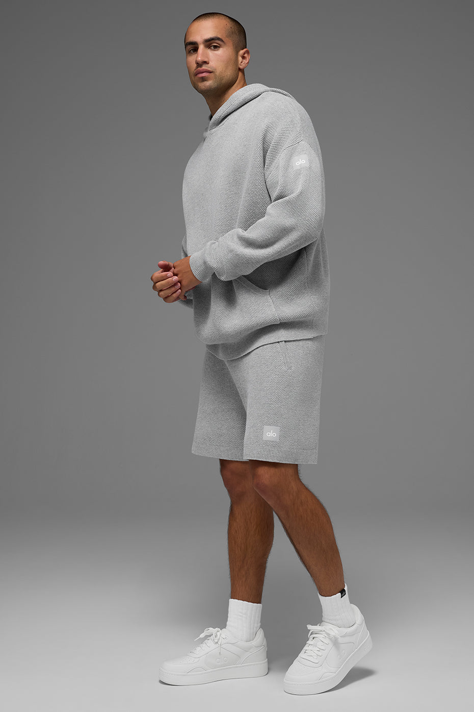 Sports Club Sweater Knit Hoodie - Athletic Heather Grey