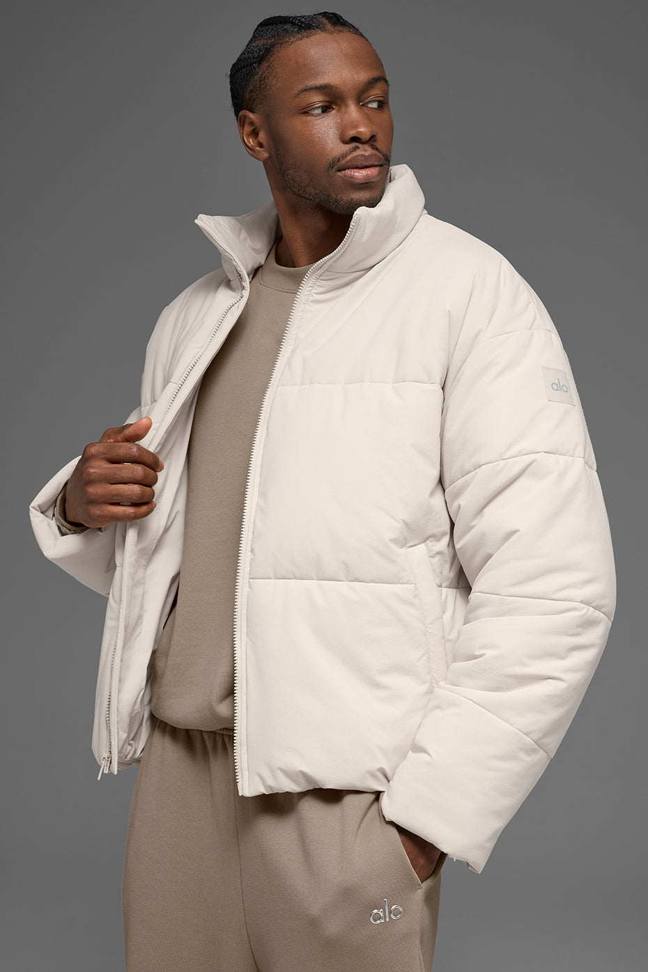 Stretch Woven Street Puffer - Bone