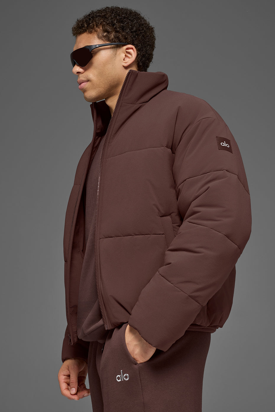 Stretch Woven Street Puffer - Brownstone