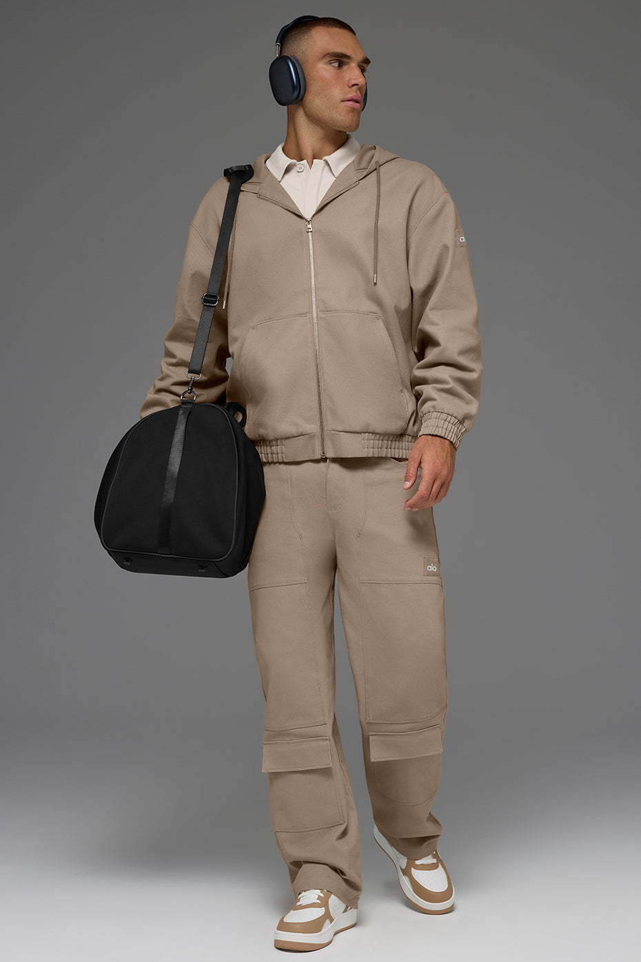 Cotton Canvas Full Zip Hoodie - Gravel