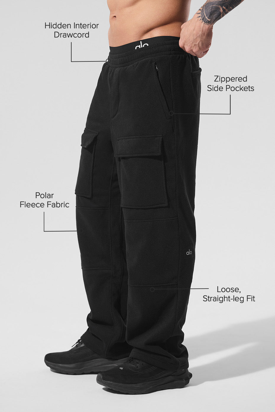 Polar Fleece Ridge Cargo Pants - Black