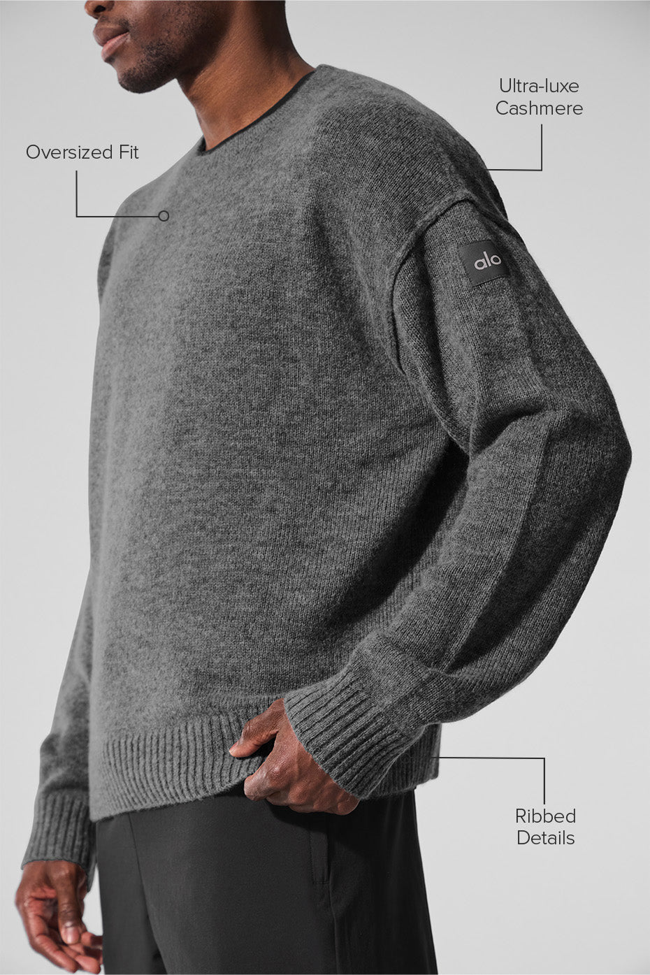 Unisex Wool Cashmere New Class Crewneck Sweater - Platinum Grey